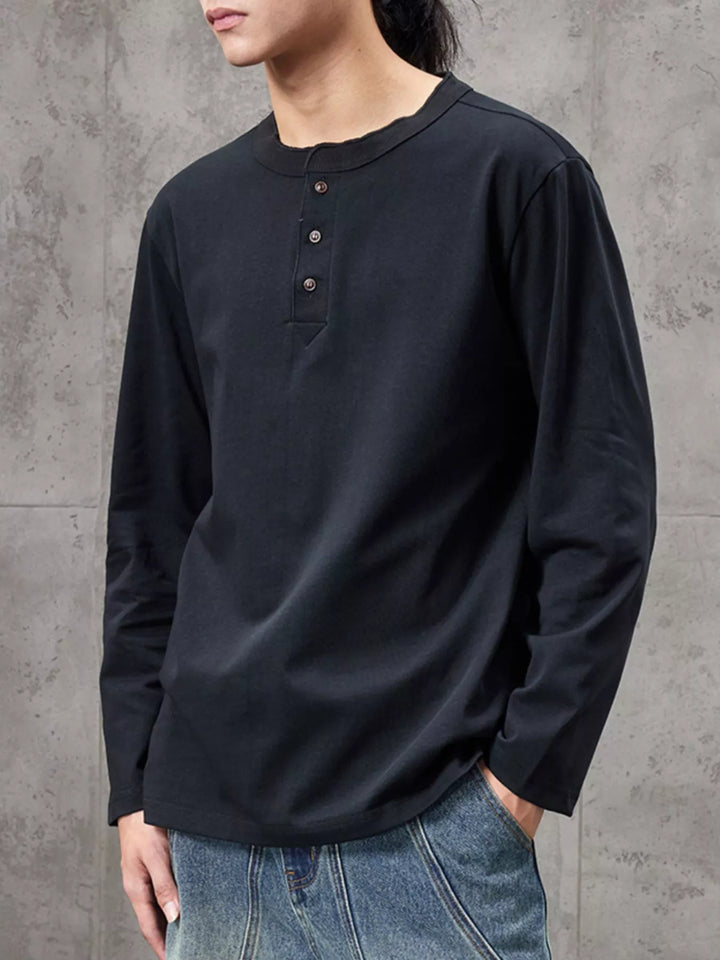Men's Plus Size Casual Henley Long Sleeve T-Shirt