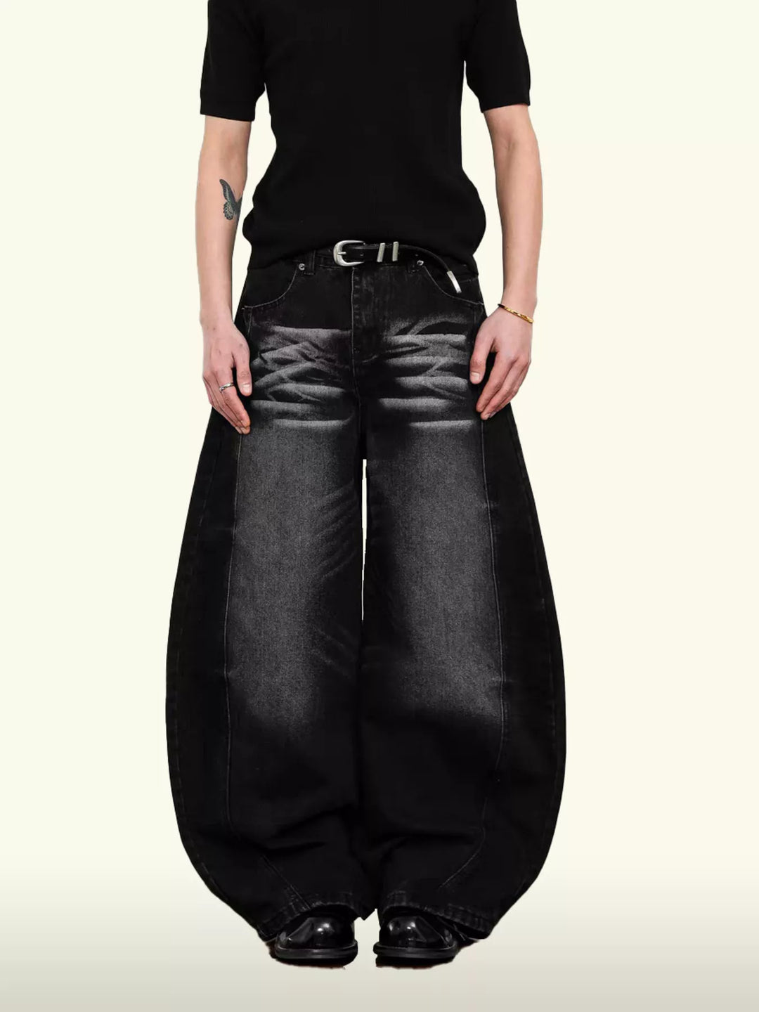 Men's Washed Wide Leg Jeans