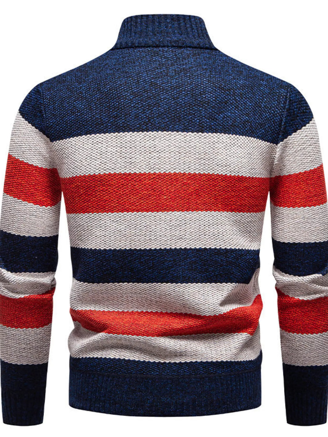 Men's Plus Size Striped Quarter-Zip Sweater
