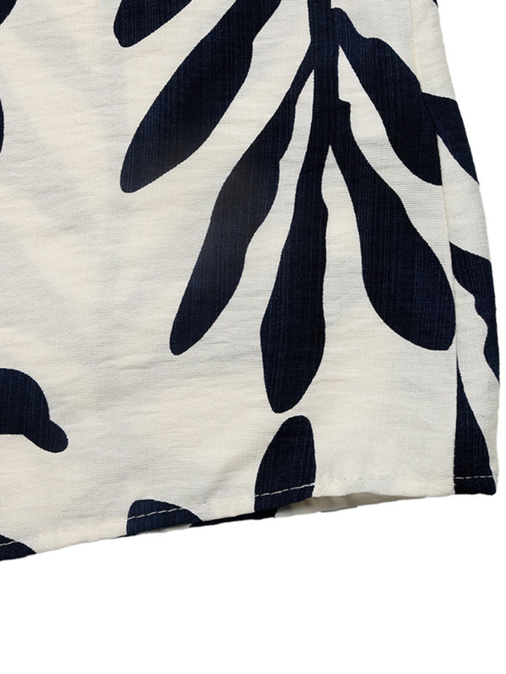 Leaf Print Sleeveless Slit Dress