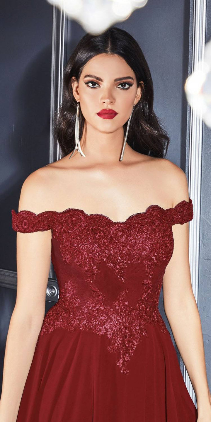 Cinderella Divine 7258W Off The Shoulder Long  Gown