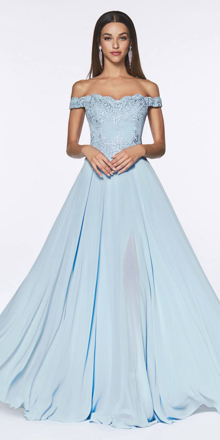 Cinderella Divine 7258 Off The Shoulder Long Gown