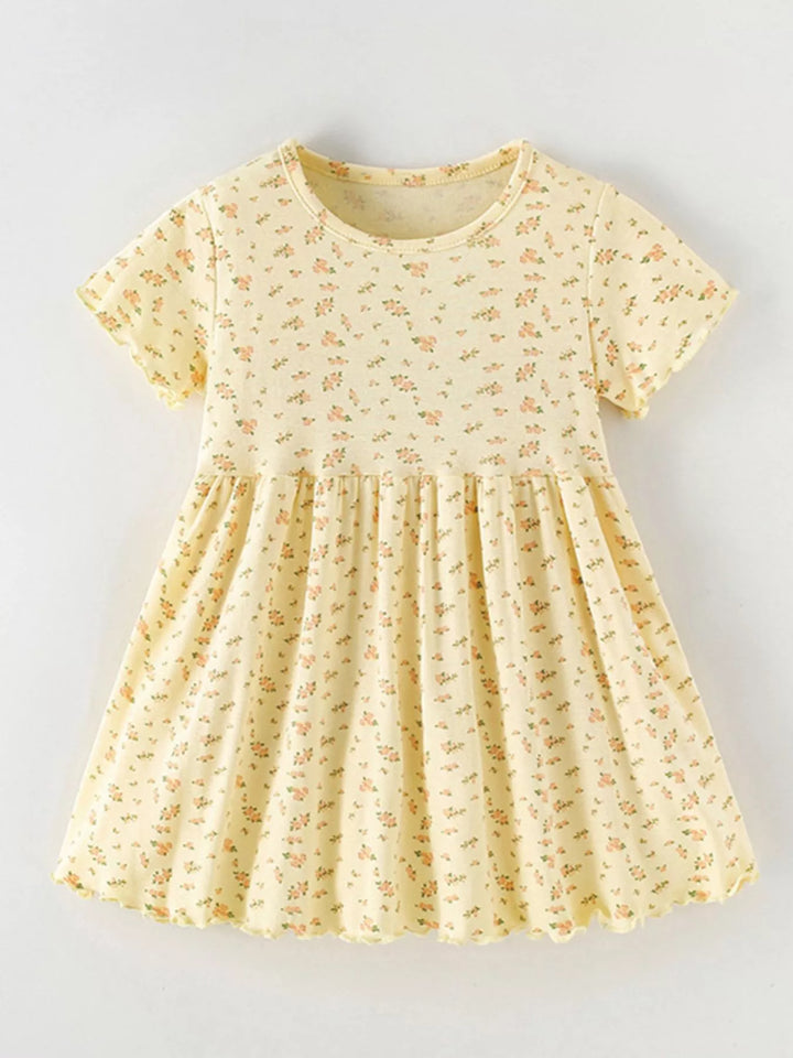 Children's Floral Print Short Sleeve Dress