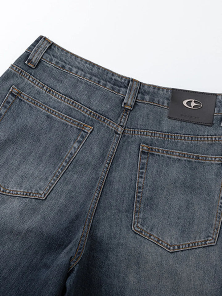 Men's Vintage Washed Gradient Wide-Leg Baggy Jeans