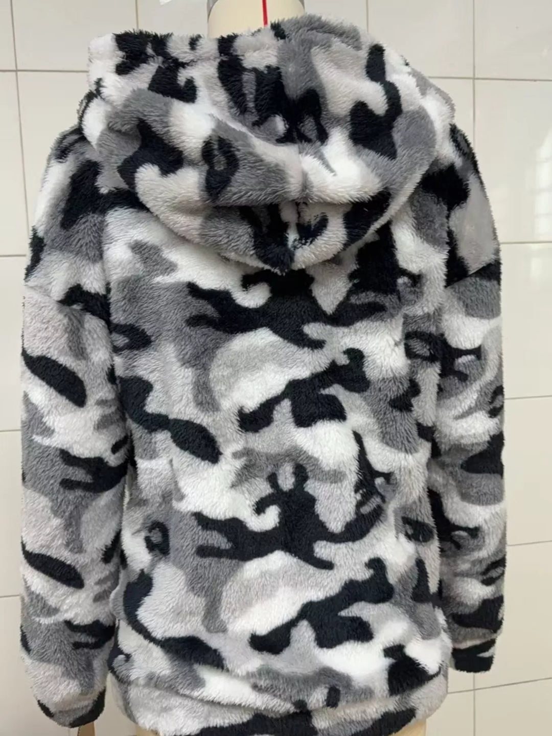 Fuzzy Camo Zip-Up Hoodie