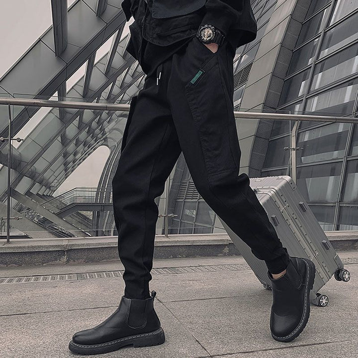 Mens Fleece-Lined Extra-Thick Slim-Fit Cargo Pants With Drawstring Hems