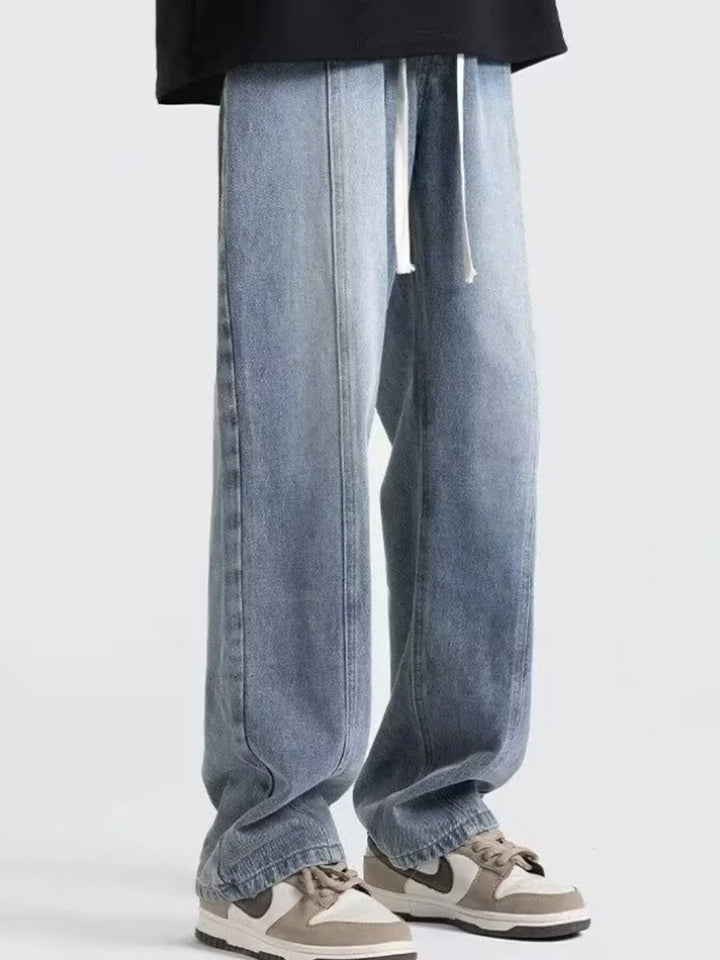 Men's Full Size Vintage Wash Wide Leg Jeans Plus Size