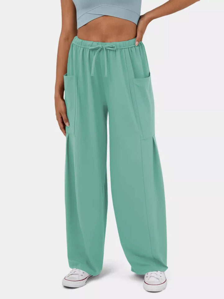 High-Waisted Drawstring Wide-Leg Pants