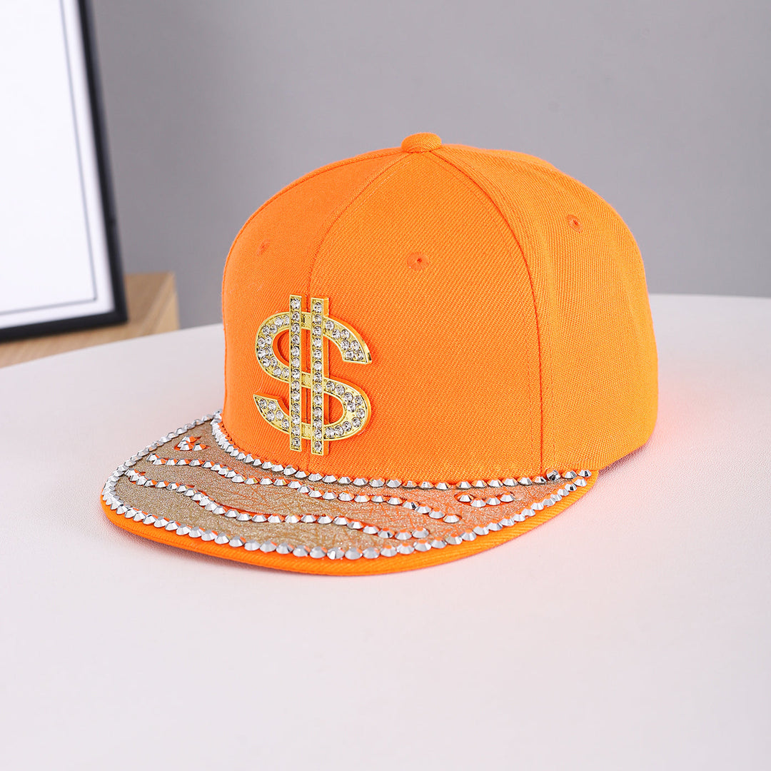 Suitable For Both Men And Women, This Metal Stud Jewelry Features A Wave-shaped Set Of Diamonds. The Hat Has A Flat Brim And Is Perfect For Individualized Outfits.