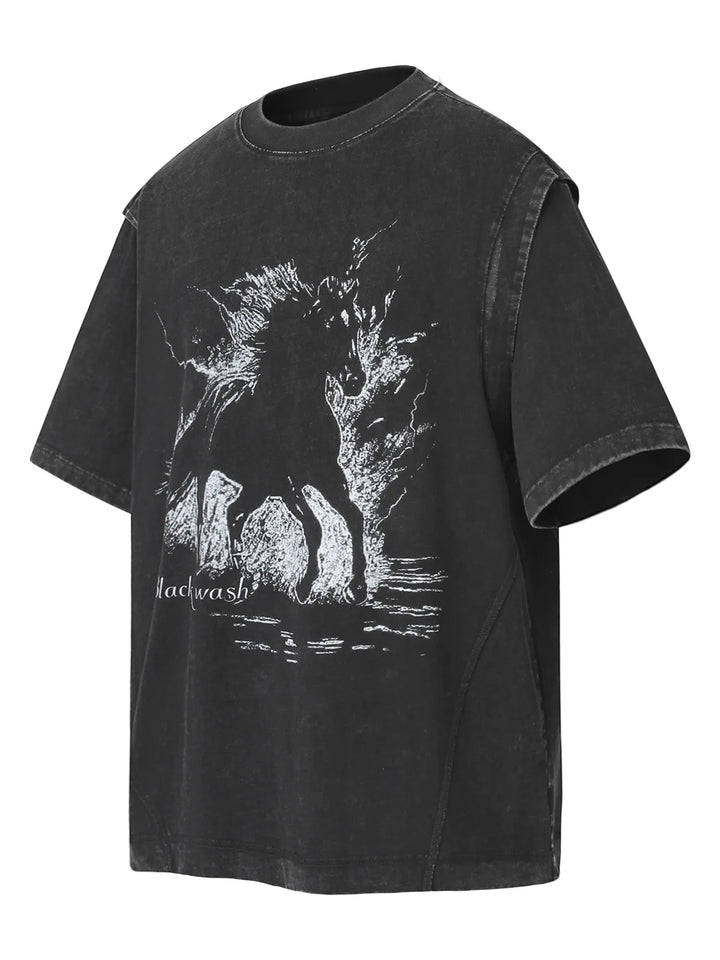 Men's Wash Graphic Round Neck T-Shirt