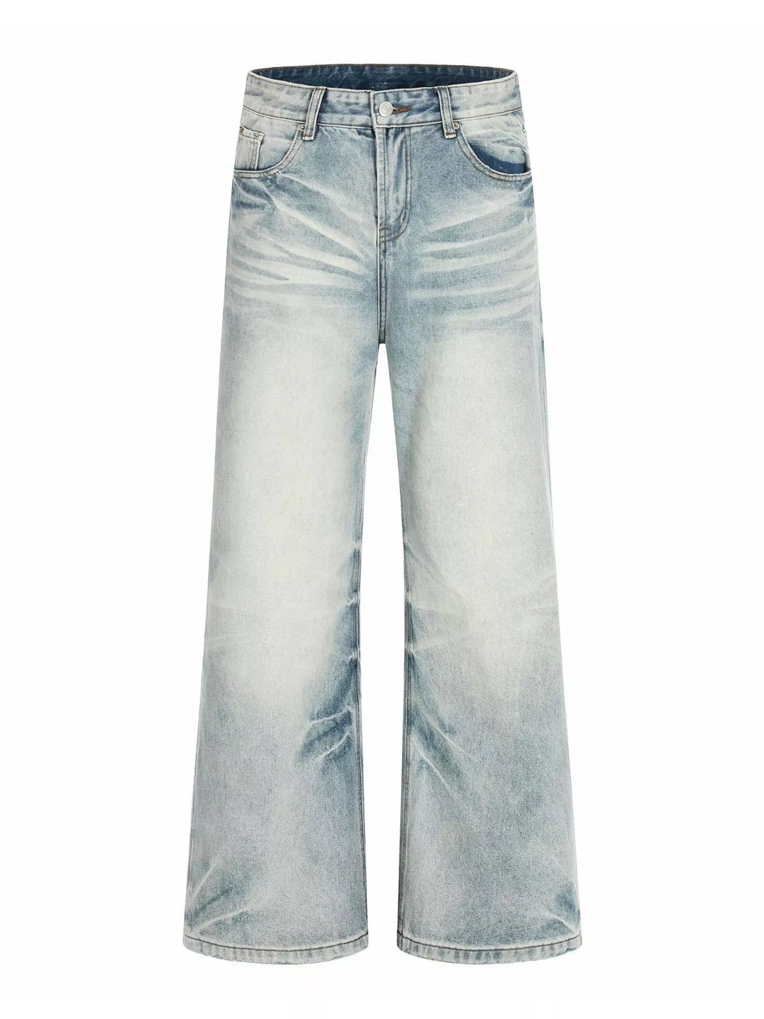 Men's Full Size Vintage Wash Wide Leg Jeans Plus Size