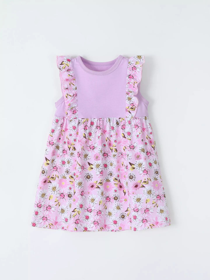 Children's Floral Ruffle Sleeve Dress