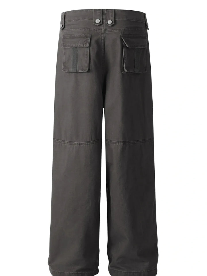 Men's Casual Cargo Wide Leg Pants with Multiple Pockets