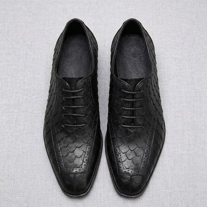 Business Formal Leather Shoes Dragon-scale Pattern Mens British Style