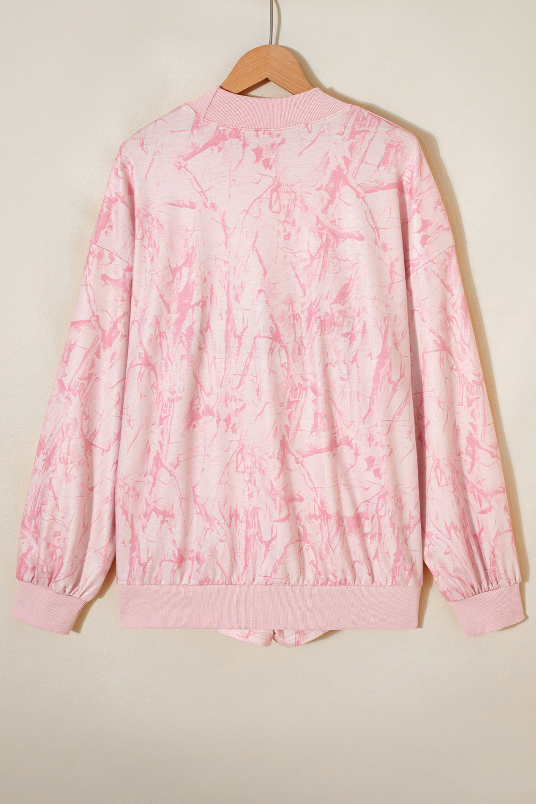 Pink Mock Neck Pullover and Shorts Camo Set