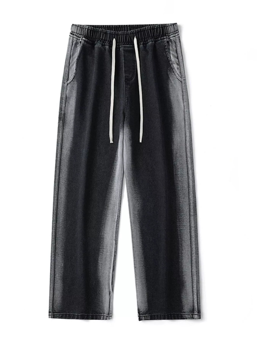 Men's Full Size Drawstring Relaxed Fit Wide Leg Jeans Plus Size