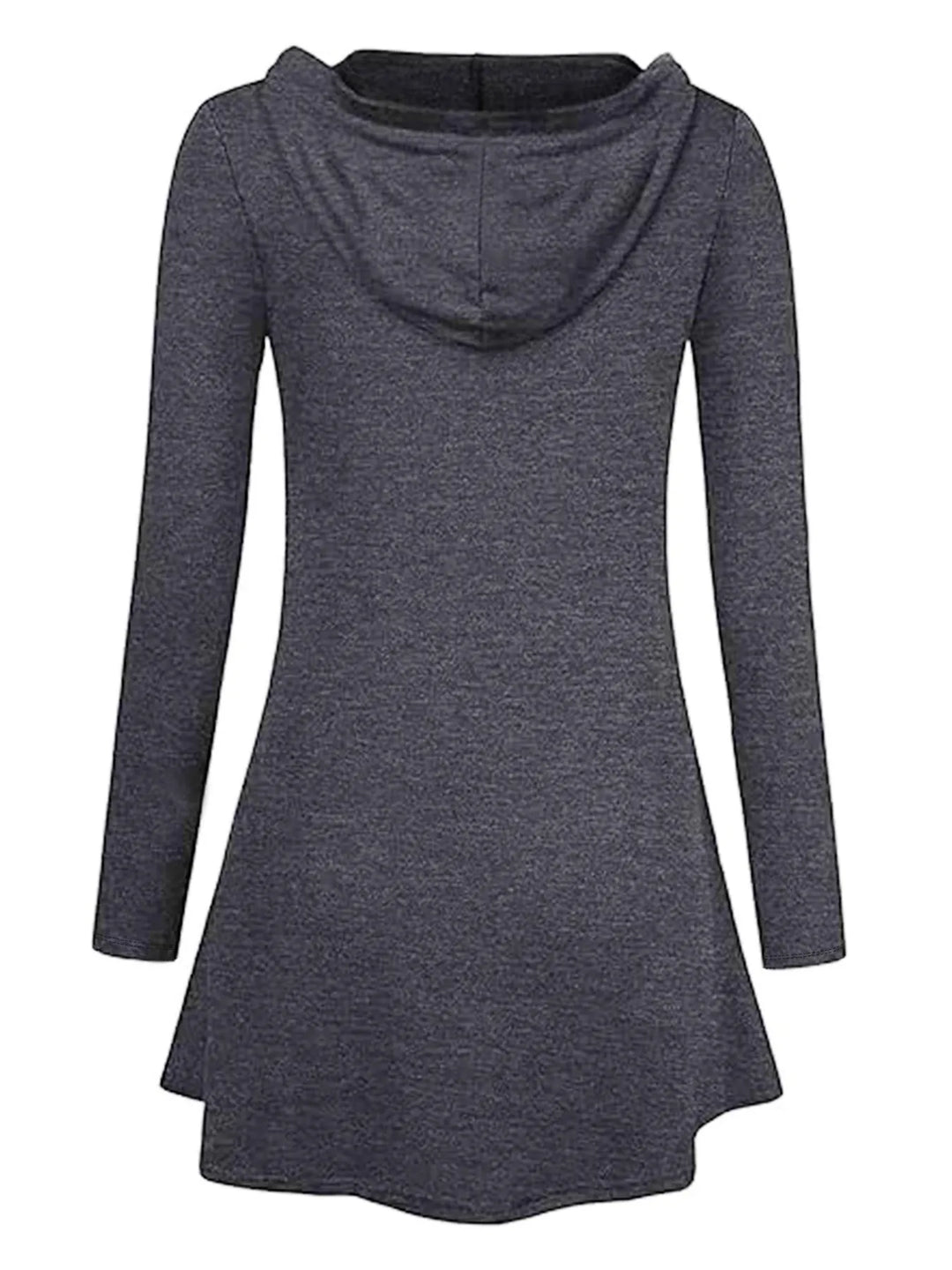 Longline Hooded Zip-Up Cardigan Coat with Flared Hem