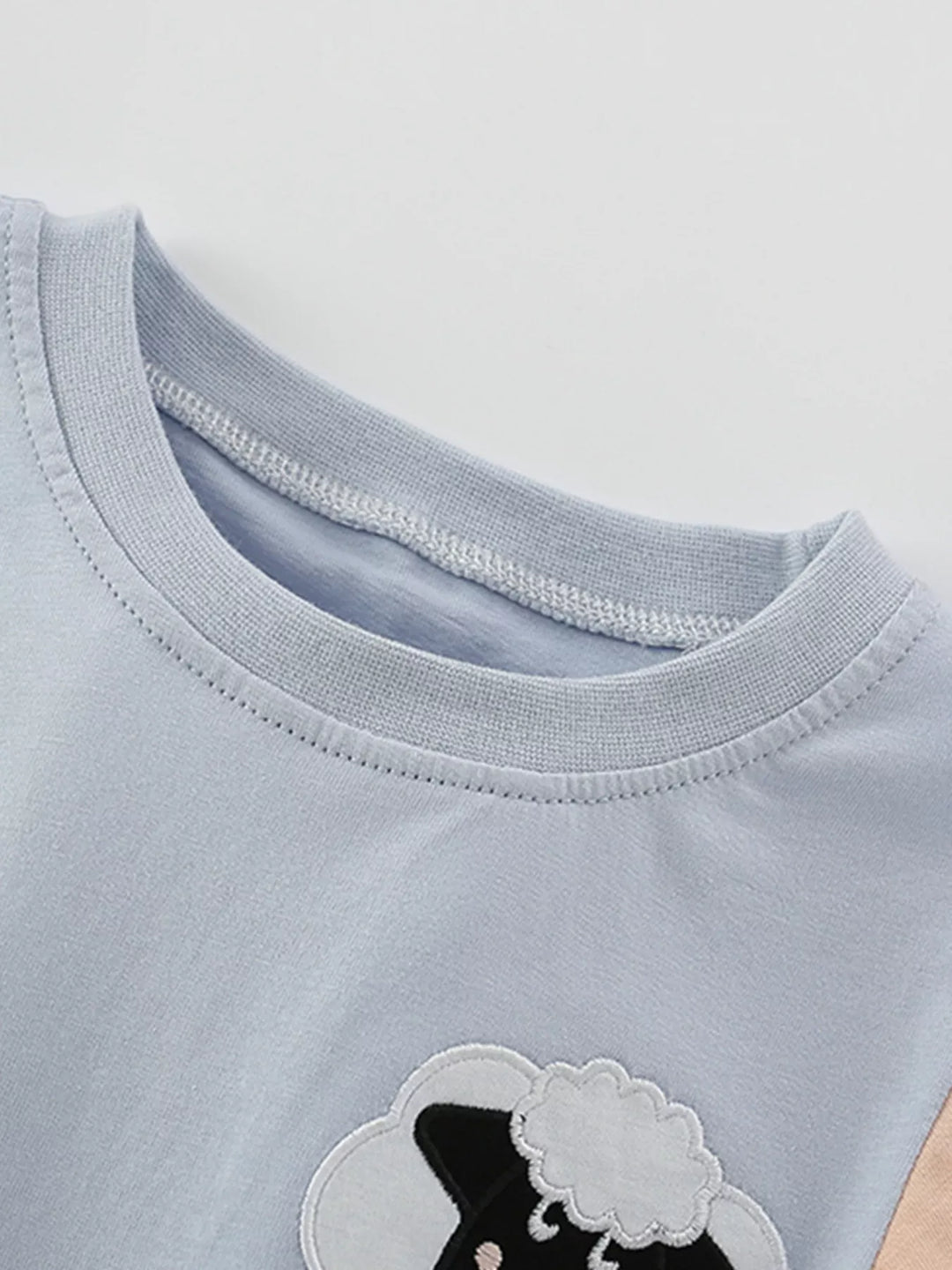 Children's Sheep Color Block Tee and Shorts Set