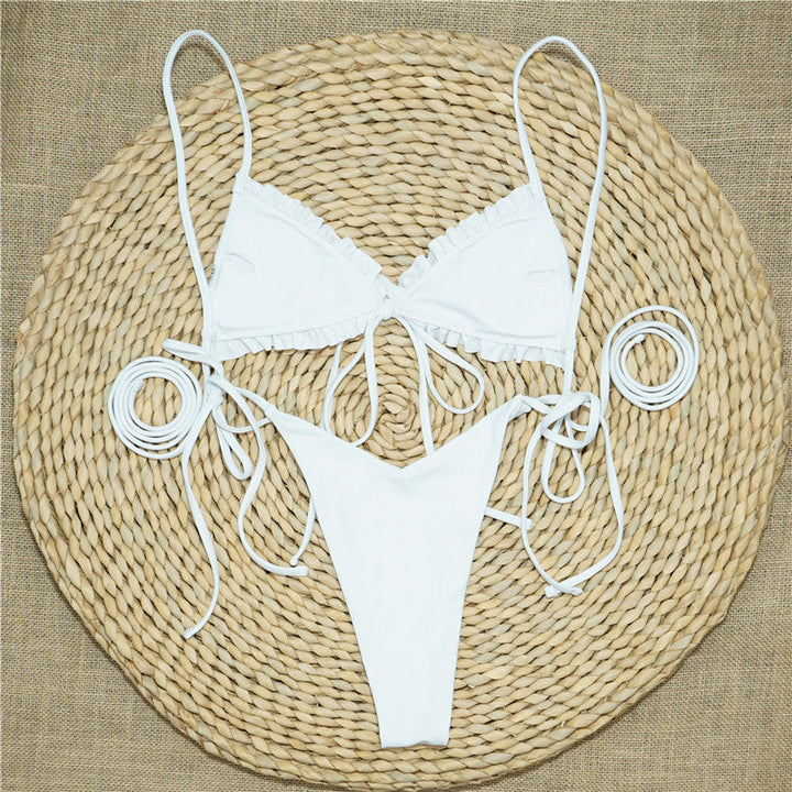 Ruffle Swimsuit Women Triangle Swimwear Women String Bikini High Cut Bathing Suit Sexy Micro Beach Wear Biquini Swim Suit
