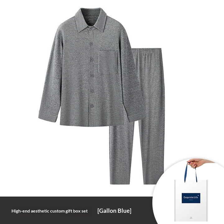 Jacquard Plaid AutumnWinter Mens Pajama Set