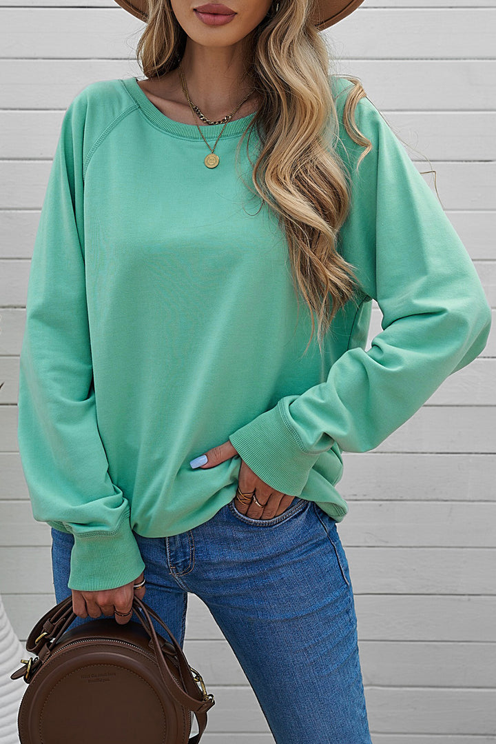 Sweat-shirt vert en coton mélangé French Terry