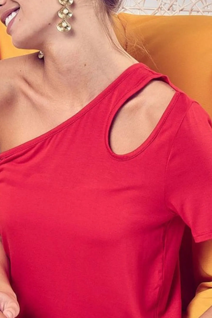 BiBi Cut Out Detailed One Shoulder Top