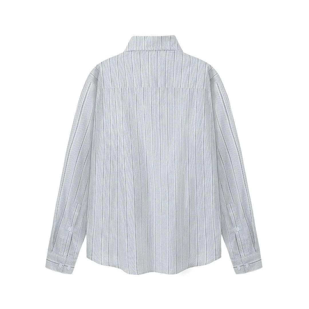 Men's Butterfly Print Striped Long Sleeve Casual Shirt