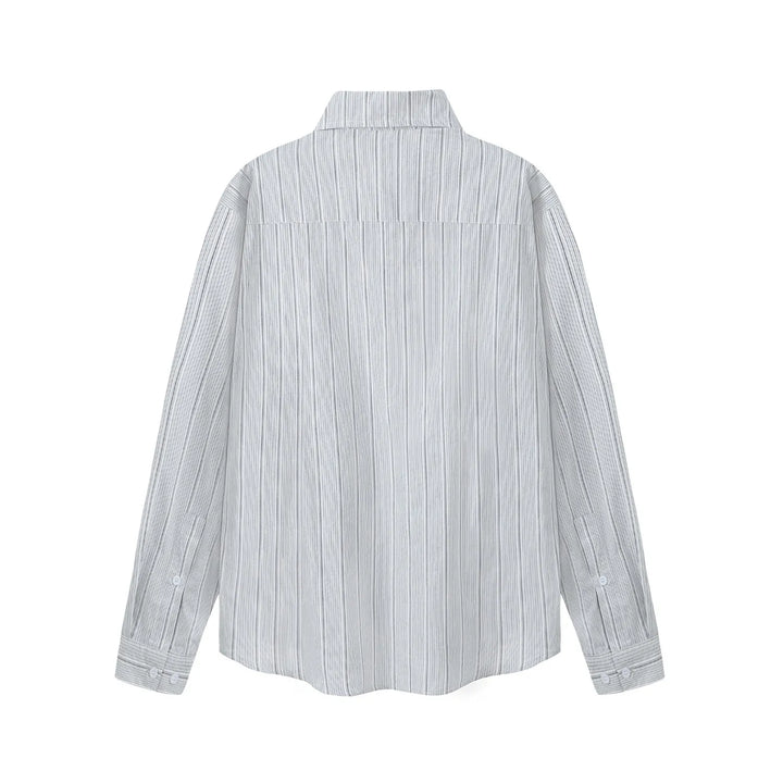 Men's Butterfly Print Striped Long Sleeve Casual Shirt