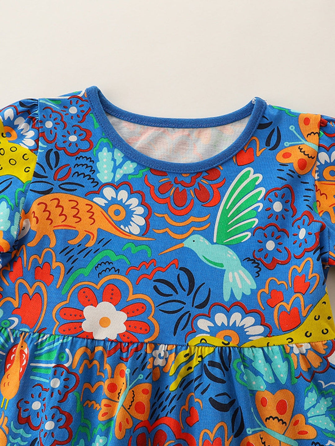 Children's Printed Round Neck Short Sleeve Dress
