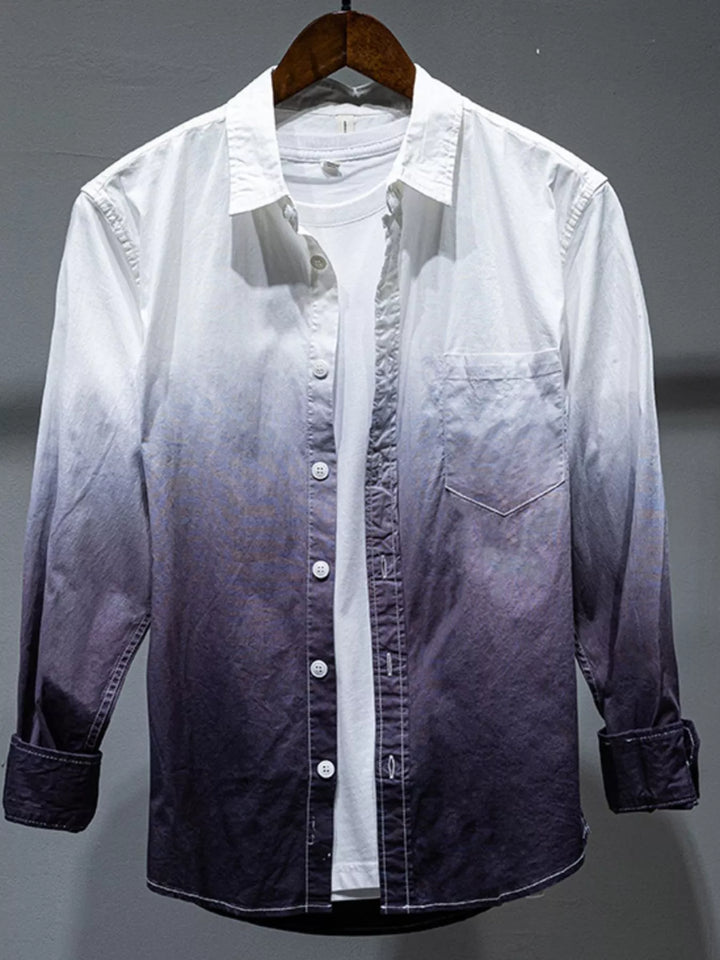 Men's Plus Size Gradient Long Sleeve Shirt