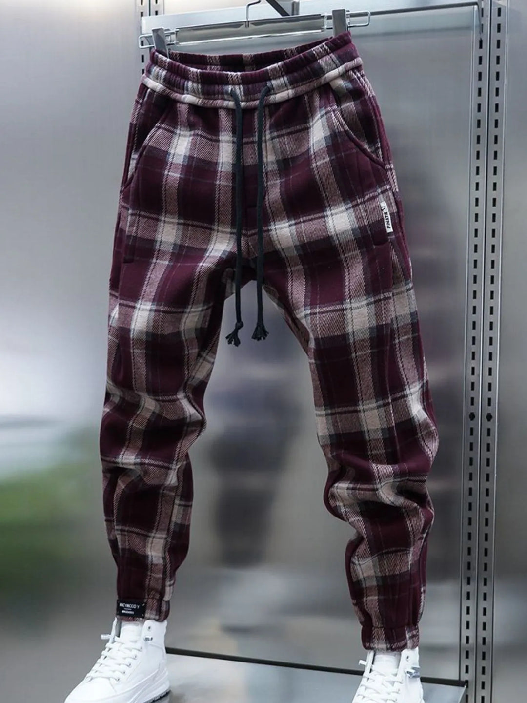 Men's Plus Size Plaid Drawstring Joggers