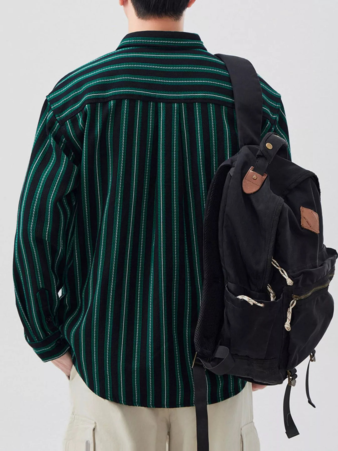 Men's Plus Size Striped Button Up Long Sleeve Shirt