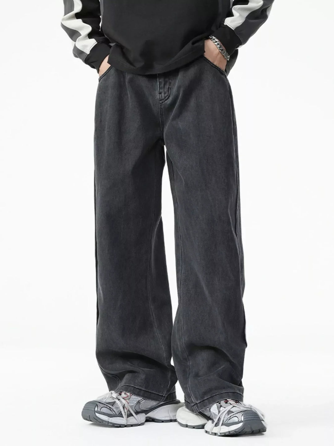 Men's Washed Relaxed Fit Wide Leg Jeans