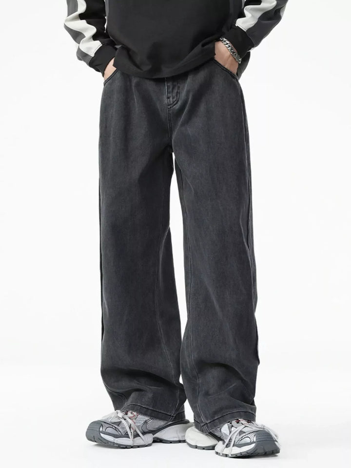 Men's Washed Relaxed Fit Wide Leg Jeans