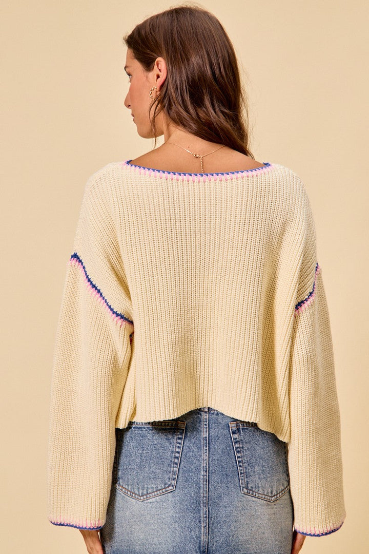 SO ME Multi Color Granny Crochet Lace Sweater Top