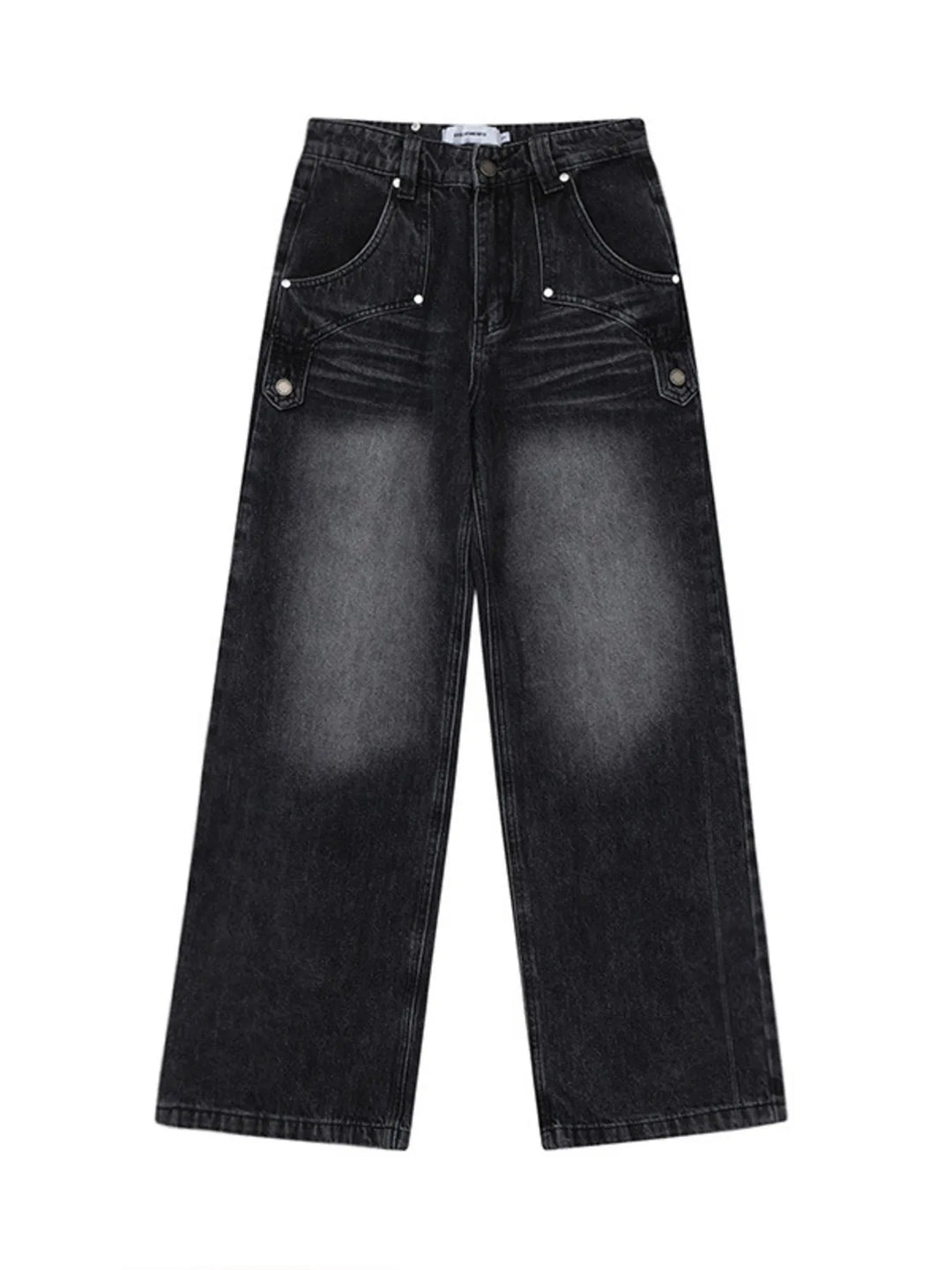 Men's High-Waisted Wide Leg Wash Jeans