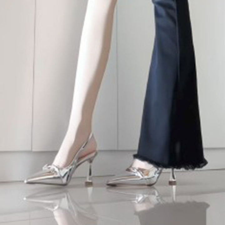2026 Summer Women Punk Style Patent Leather Stiletto Heels, Backless Shallow Fashion Elegant Sandals