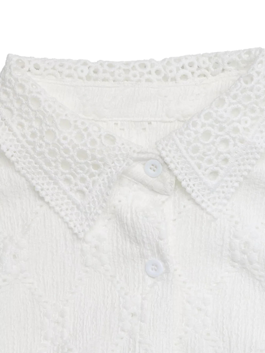 Lace Detail Ruffle Sleeve Button Up Shirt