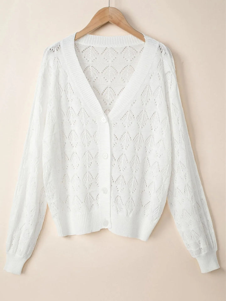 Openwork Button Up Cardigan