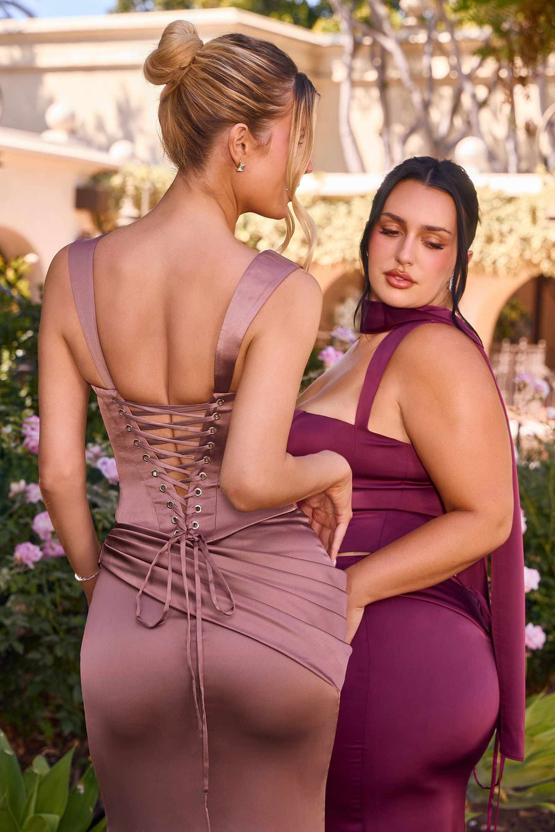 Ladivine 7437 Satin Two Piece Fitted Gown