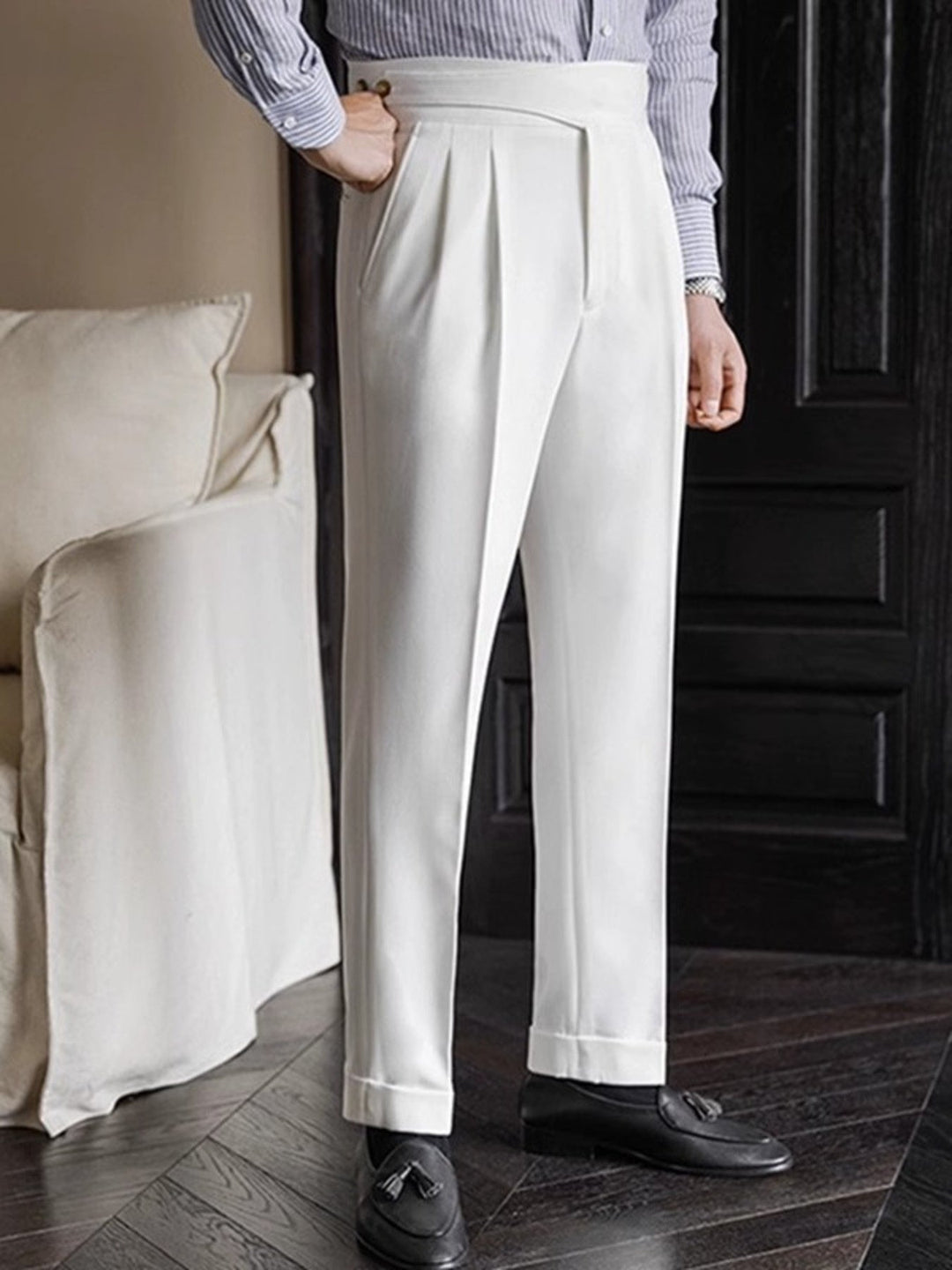 Men's Pleated Wide-Leg Dress Pants