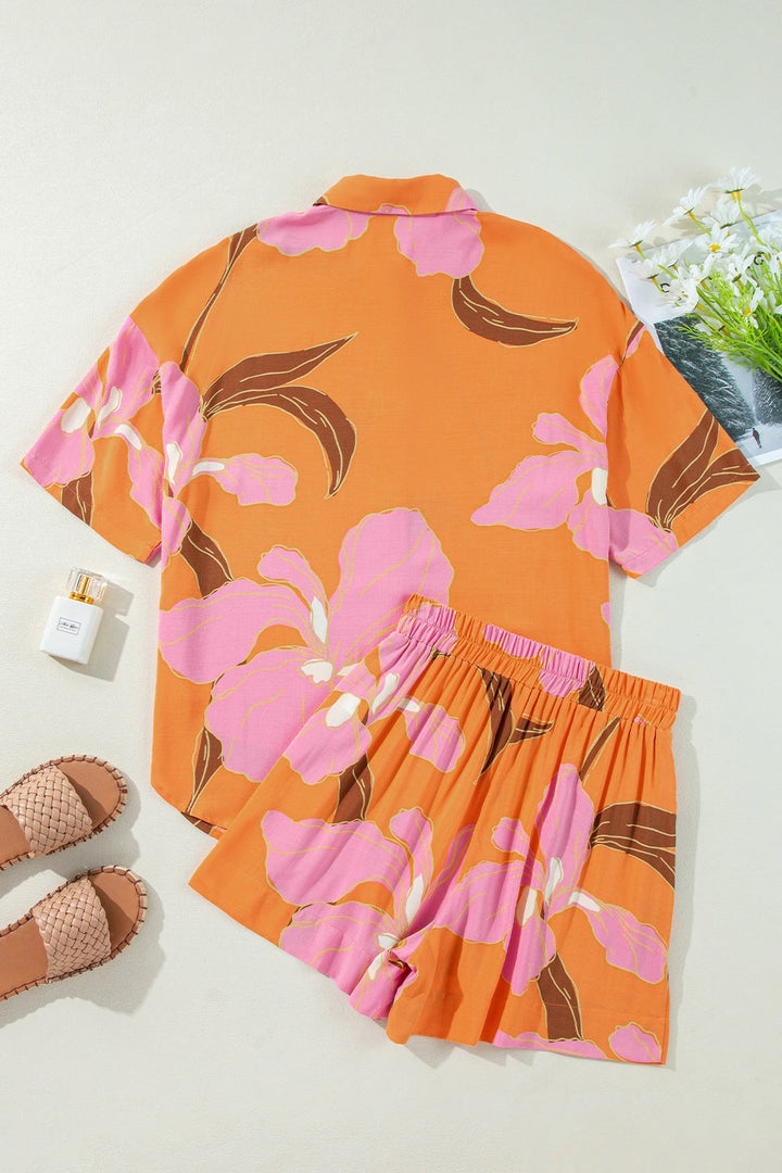 Floral Print Shirt and Shorts Set