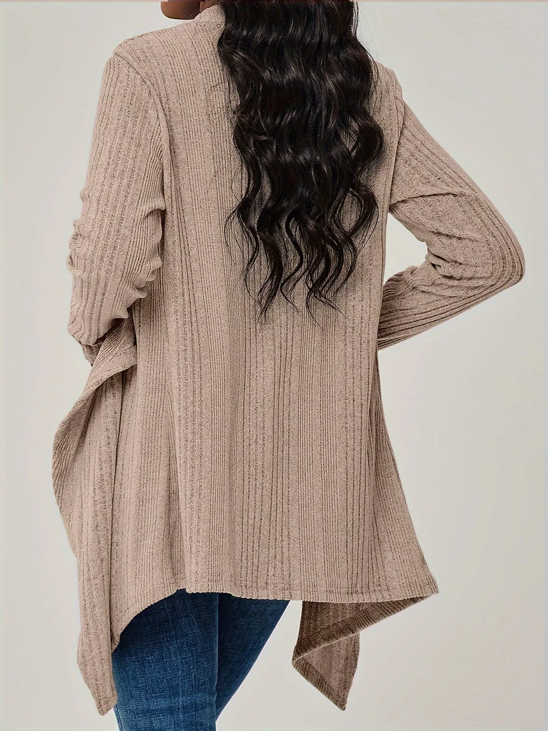 Ribbed Knit Open Front Cardigan