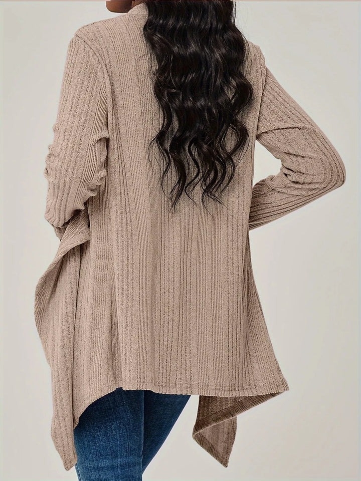 Ribbed Knit Open Front Cardigan
