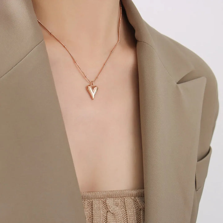 Titanium Steel Heart Pendant Necklace