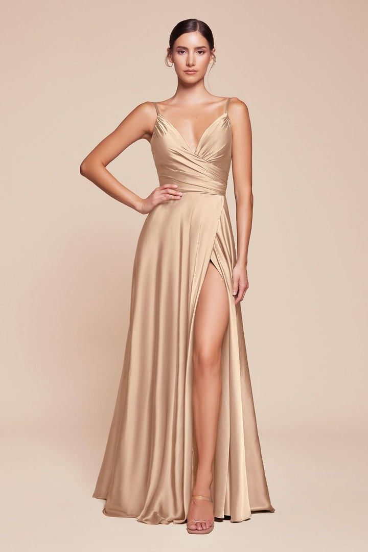 Cinderella Divine 7485C Sweetheart Neckline Soft Satin A-Line Formal Dress