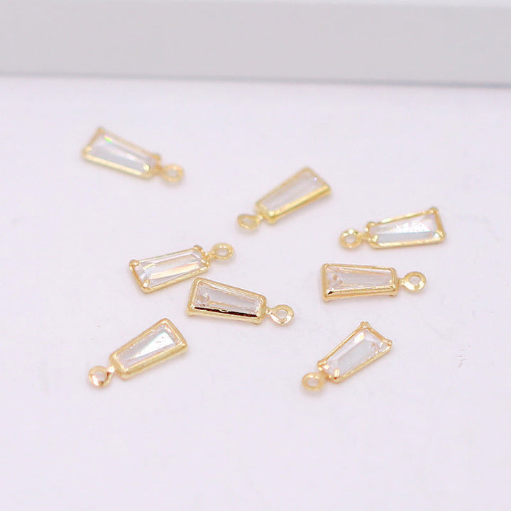 Geometric Zircon Bezel Set Pendant - Gold Plated Color Retention Charm for DIY Earring Jewelry Making Accessories