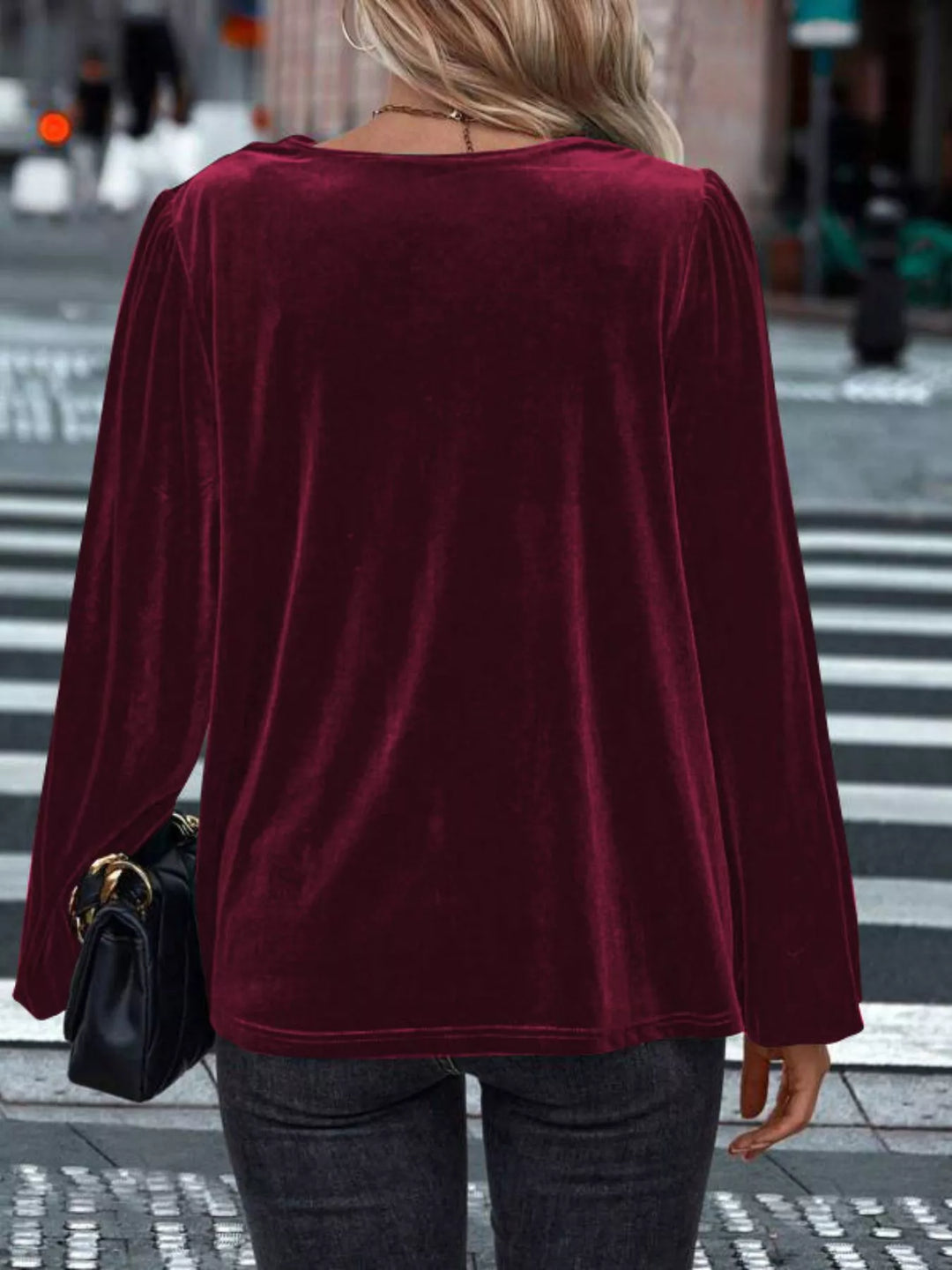 Full Size Velvet Cowl Neck Blouse Plus Size