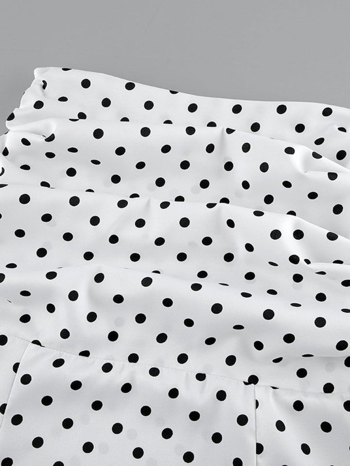 Polka Dot Ruffle Hem Maxi Skirt