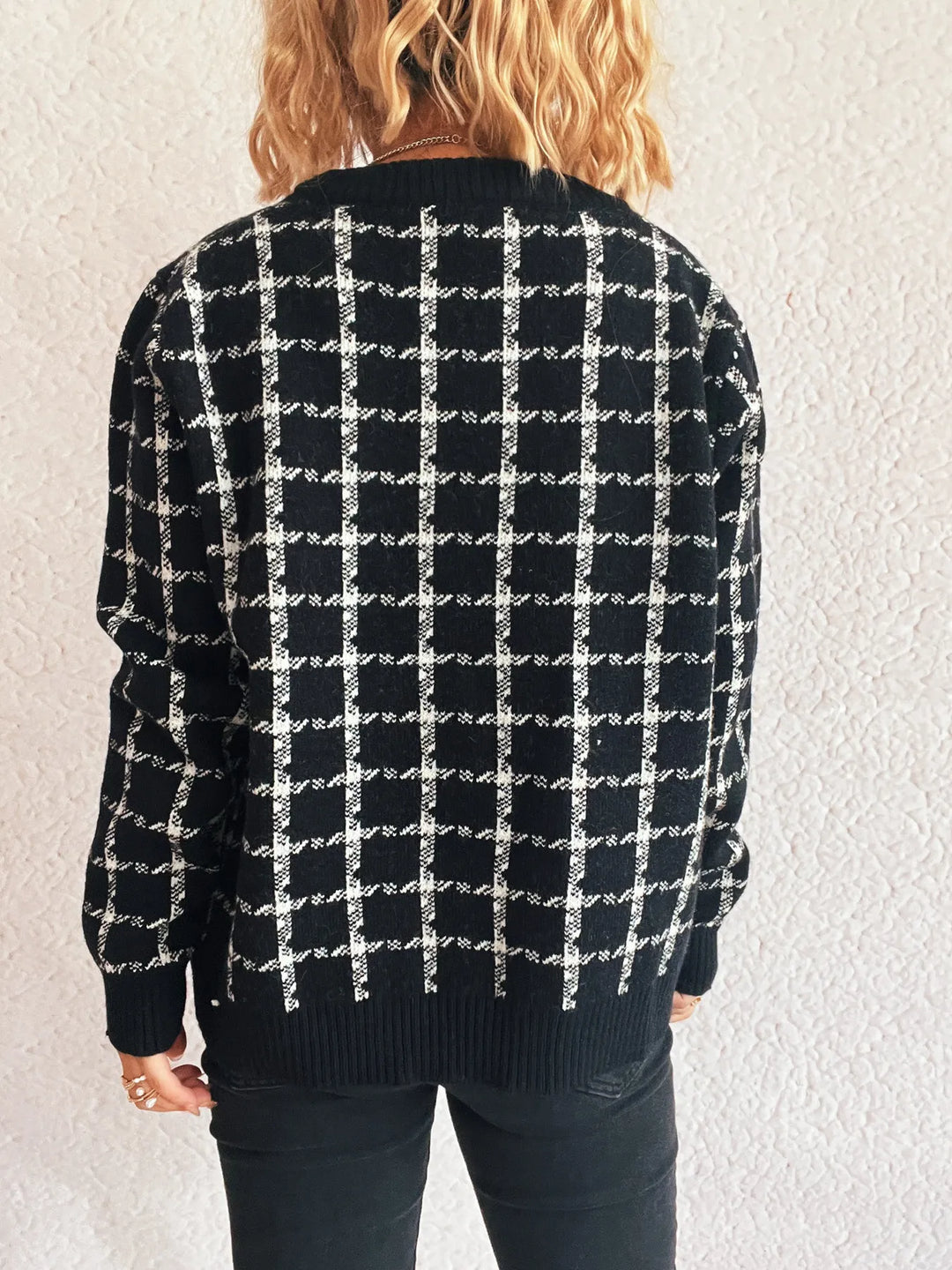 Plaid Pattern Zip Up Cardigan